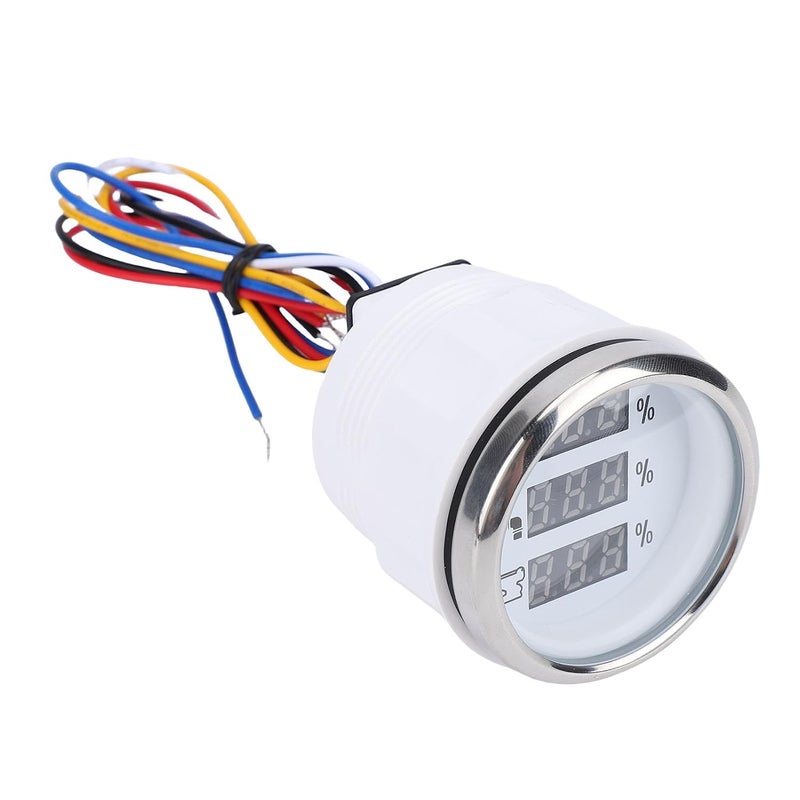 Digital Sewage Level Gauge 52mm Triple Color Display 12V 24V ABS Stainless Steel White Dial Silver Bezel - Image 2