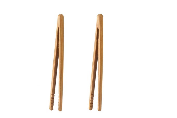 IMART TOASTER TONGS 7 INCHES BAMBOO TONGS FOR COOKING TOAST KITCHEN 2 PCS
