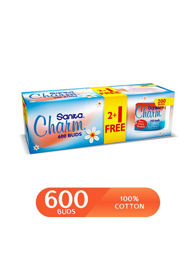 سانيتا عبوة أعواد قطن 100% مكونة من 600 (1+2×200) عود أبيض - Image 4