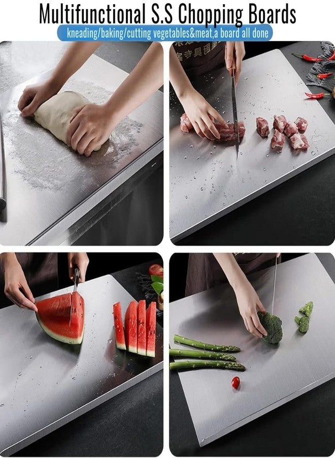 Chefman Multipurpose Chopping Board for Kitchen Medium Size Non-Slip and Rust-Proof Design Safe and Comfortable Use Ideal for Cutting Veges, Meat & Fruit Stainless Steel Food Grade - Image 3