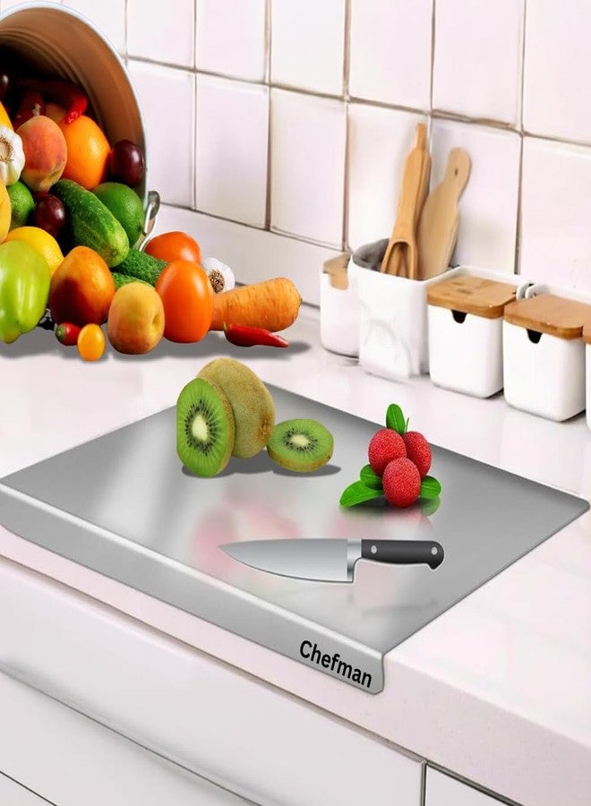 Chefman Multipurpose Chopping Board for Kitchen Medium Size Non-Slip and Rust-Proof Design Safe and Comfortable Use Ideal for Cutting Veges, Meat & Fruit Stainless Steel Food Grade - Image 1