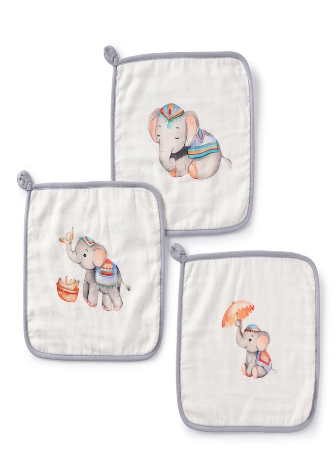 Cugo Baby Wash Cloth for New Born Washable, Reusable, Absorbent, Extra Soft Face Towels/Washcloth for Babies, Pack of 3 Pcs, (Royal Little Elephants) - Image 4