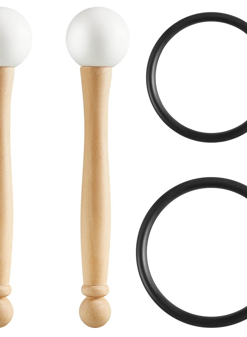 Excefore Singing Bowl Mallet Set, Includes Crystal Bowl Rubber Mallet Striker And O Rings, 2 Rubber Head Wood Handle Mallets, And 2 Rubber O Rings For Crystal Singing Bowl Sound Meditation  - Image 1