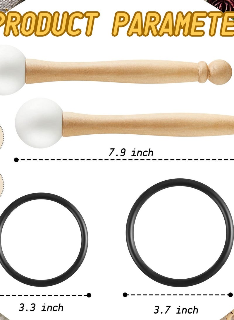 Excefore Singing Bowl Mallet Set, Includes Crystal Bowl Rubber Mallet Striker And O Rings, 2 Rubber Head Wood Handle Mallets, And 2 Rubber O Rings For Crystal Singing Bowl Sound Meditation  - Image 2