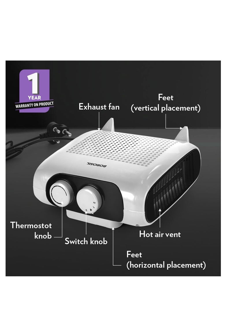 BOROSIL Borosil 2000W Novus Portable Electric Fan Room Heater, Variable Temperature Control, Horizontal and Vertical Placement, Room Heater Blower, Overheat Protection  - Image 3