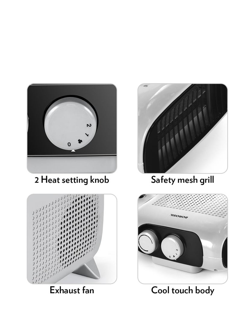 BOROSIL Borosil 2000W Novus Portable Electric Fan Room Heater, Variable Temperature Control, Horizontal and Vertical Placement, Room Heater Blower, Overheat Protection  - Image 4