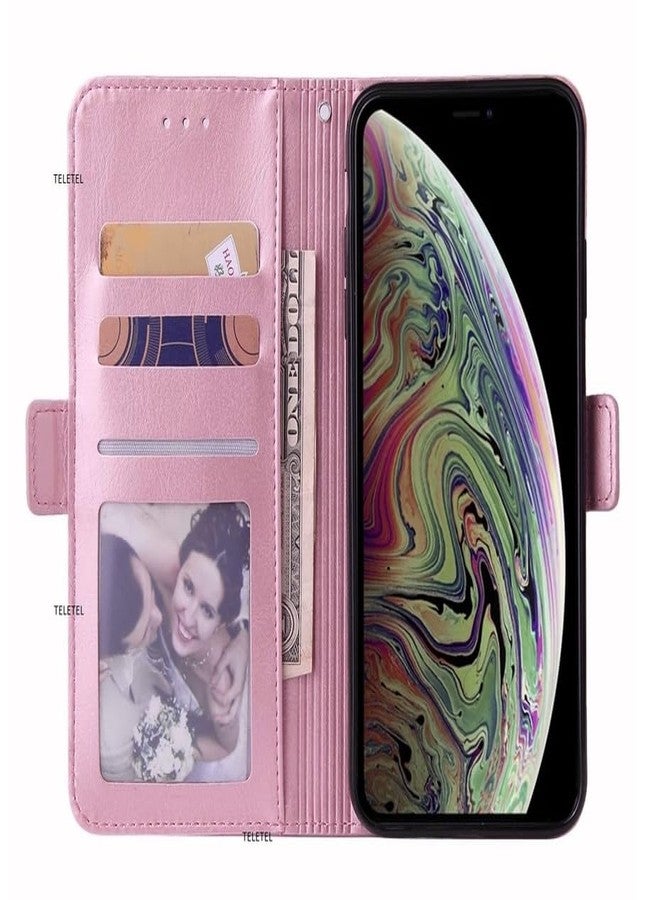 TELETEL for Poco M5 5G Mobile Zipper Flip Cover Wallet Card Holder Case | Magnetic Lock | Shockproof (Vegan Leather- Pink) - Image 2