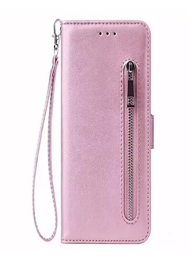 TELETEL for Poco M5 5G Mobile Zipper Flip Cover Wallet Card Holder Case | Magnetic Lock | Shockproof (Vegan Leather- Pink) - Image 1
