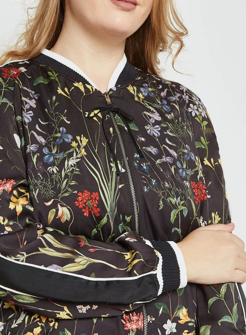 Violeta By Mango Floral Printed Bomber Jacket