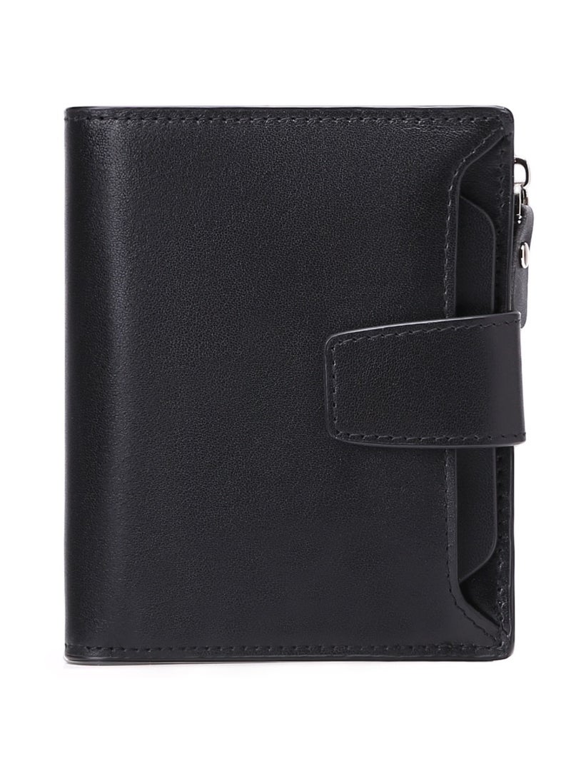 Portable Business Men Faux Leather Bifold Short Wallet Card Cash Holder Purse Black  - Image 1