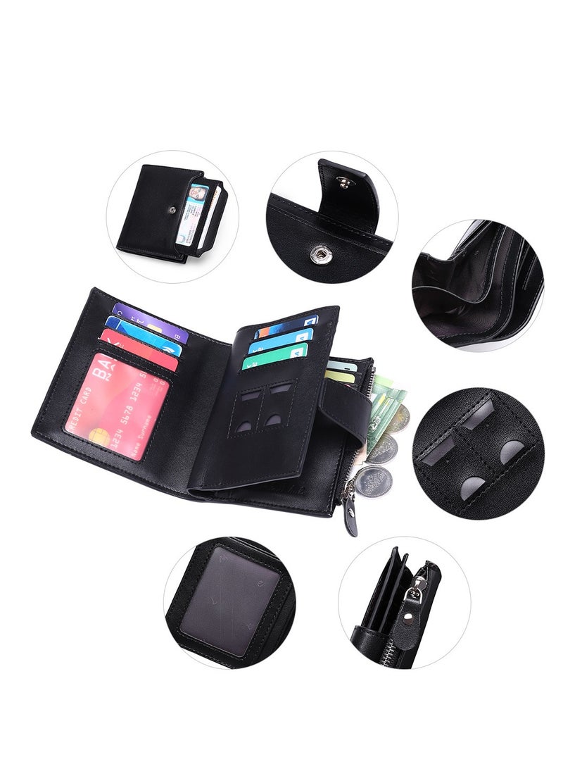 Portable Business Men Faux Leather Bifold Short Wallet Card Cash Holder Purse Black  - Image 4