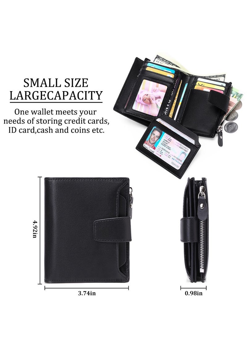 Portable Business Men Faux Leather Bifold Short Wallet Card Cash Holder Purse Black  - Image 3