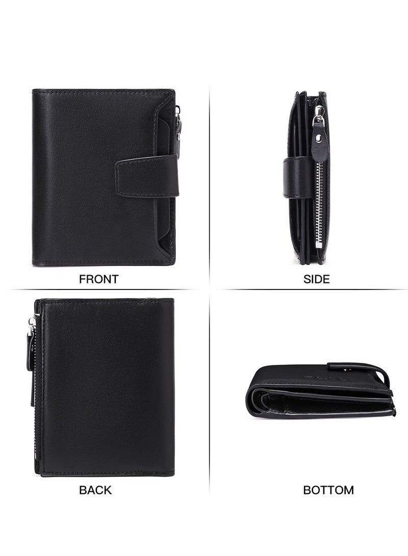 Portable Business Men Faux Leather Bifold Short Wallet Card Cash Holder Purse Black  - Image 2