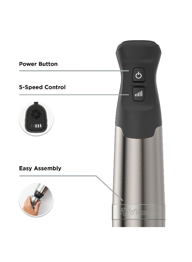 Vitamix 5Speed Immersion Blender 625Watt Motor OneHanded Operation 5 ft cord Stainless SteelBlack - Image 3