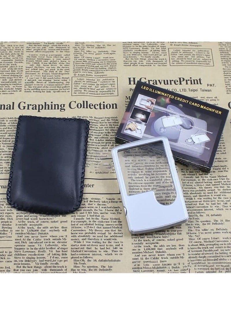 Rubik Pocket Magnifying Glass with LED Light Dual Zoom Magnifier 3x & 6x Loupe Lens, With Black Pouch, Credit Card Size For Pocket, Gift for Father Mother Children Parents - Image 1