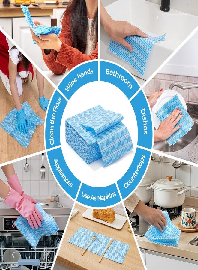 Peachicha Handi Wipes Reusable Cloths Disposable Cleaning Towels Dry Kitchen Wipes Reusable Dish Towel Washcloths Dry Fast Multi-Purpose Heavy Duty Towels, Thick and Absorbnet 40 Count/Pack, Blue - Image 4