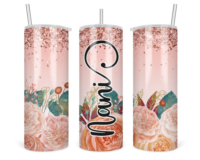 Flower Nani Tumbler  Nani Gifts  Best Nani Tumbler  Nani Travel Mug  Floral Nani Tumbler 20Oz Flower Tumblers Skinny Stainless Steel  Birthday Christmas Gifts New Nani