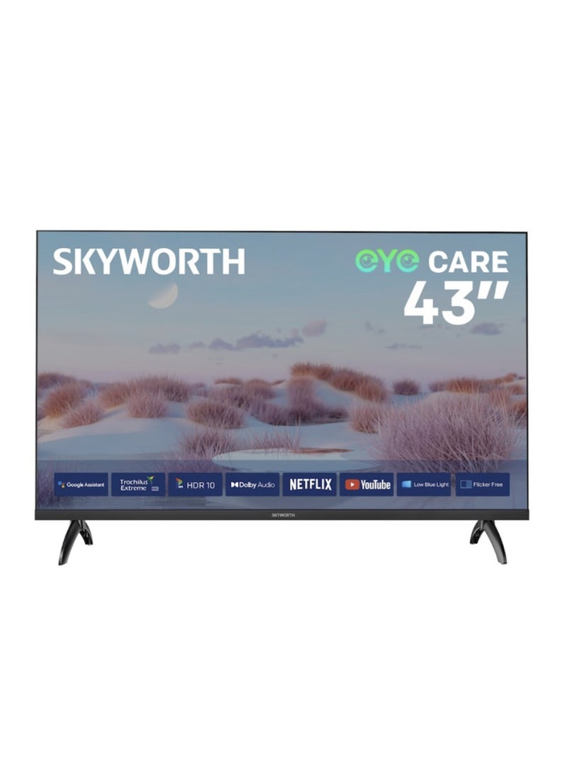 سكاي ورث تلفزيون ذكي 43 بوصة 2K LED، خالية من الوميض، نظام Android TV، تردد 60 هرتز، تقنية HDR10 وصوت Dolby، مساعد Google، 2025، ضمان سنتين، 43E5300H، أسود 43E5300H - Image 1