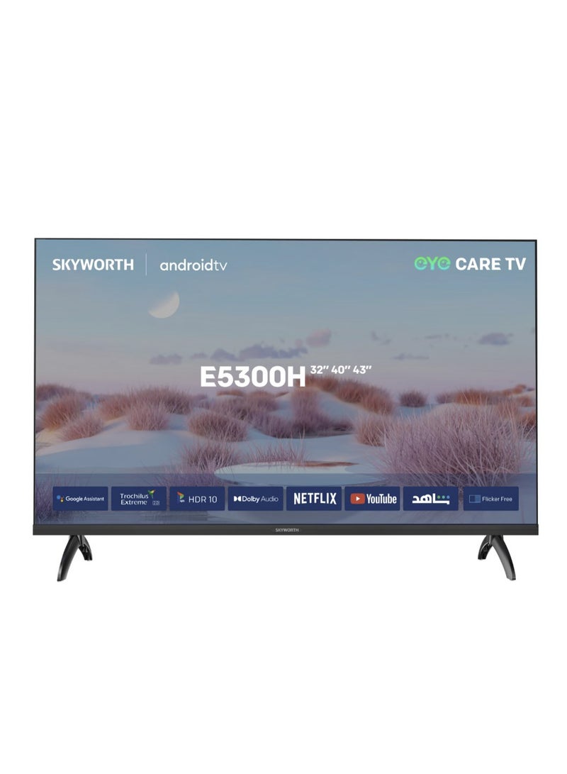 سكاي ورث تلفزيون ذكي 43 بوصة 2K LED، خالية من الوميض، نظام Android TV، تردد 60 هرتز، تقنية HDR10 وصوت Dolby، مساعد Google، 2025، ضمان سنتين، 43E5300H، أسود 43E5300H - Image 2