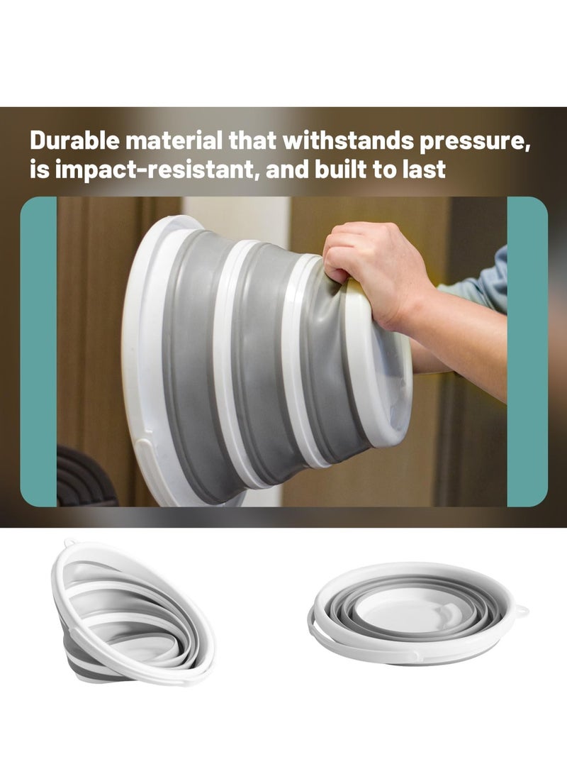 Collapsible Water Bucket (10.5L) – Portable, Easy to Carry & Store, Ideal for Car Wash, Cleaning, Camping, Fishing and Outdoor Activities with Collapsible Handle Design,Grey. - Image 3