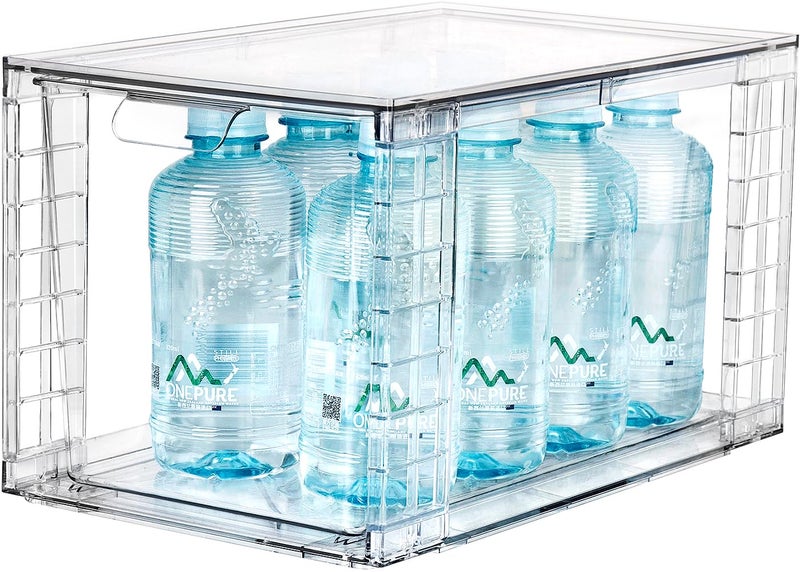Zero Zoo 2Pack Large Stackable Kitchen Storage Drawers, Clear Foods Organizer Bins with Handles, Easily Assemble for Bathroom, Kitchen, Pantry, Cabinet, Closet(XL-UP Handle) - Image 2