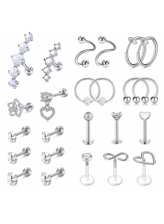 Mayhoop 16g Cartilage Earring Stud Hoop Tragus Stud Forward Helix Earrings Rook Daith Conch Stainless Steel Piercing Jewelry - Image 1