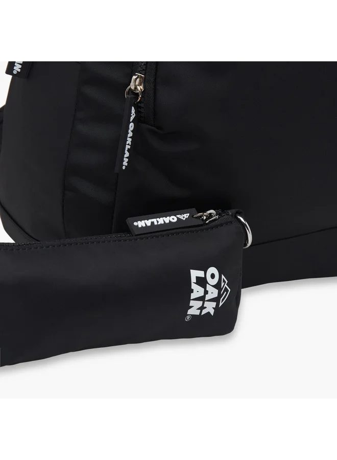 Oaklan by Shoexpress Men Logo Print School Backpack with Zip Closure and Pouch - 32x13x45 cm