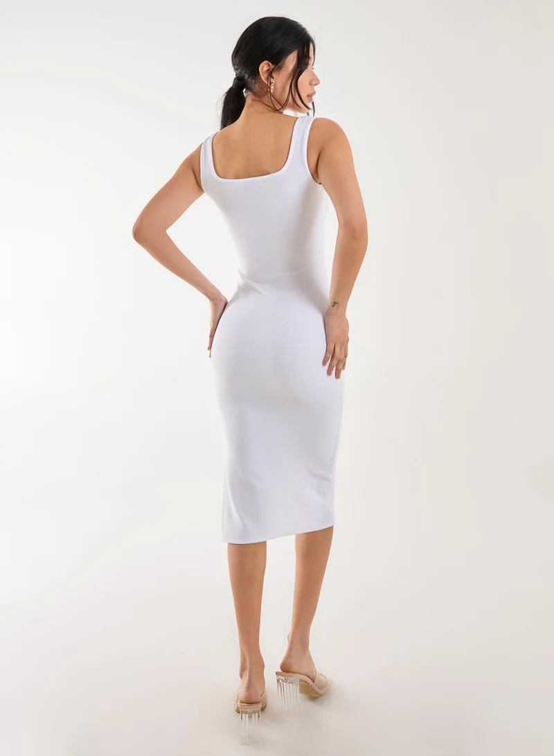 بينك فانيلا فستان ميدي ضيق