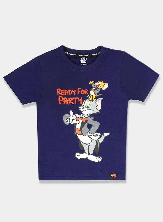 Tom And Jerry Graphic Print Round Neck Fashion T-shirt