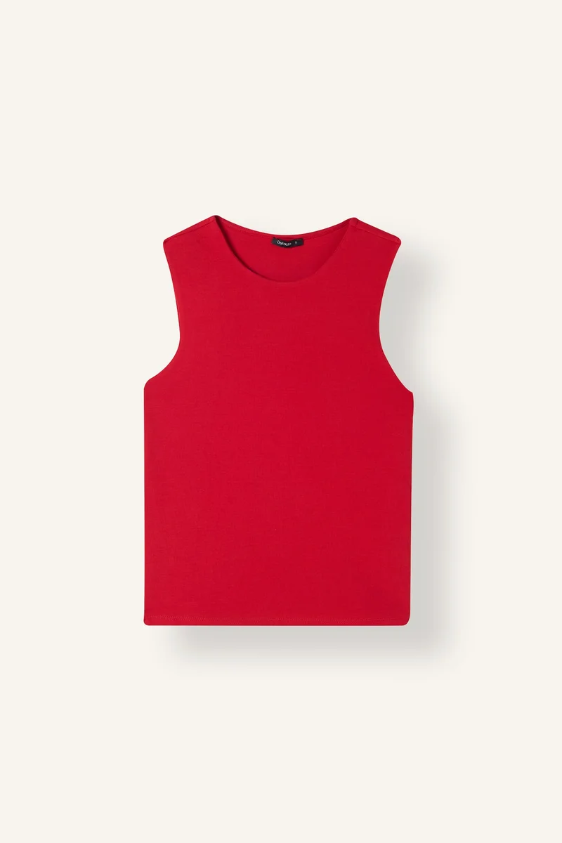 ديفاكتو Slim Fit Basic Ribana Crew Neck Sleeveless Tank Top