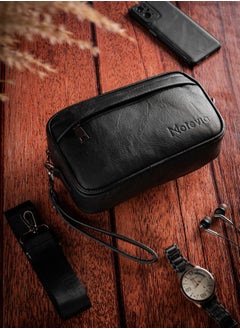 Motevia Men's Leather Handbag & Crossbody Bag 2*1 Men's Wristlet Bag Men's Crossbody Bag with Shoulder Strap and Detachable Wristlet  - Image 2