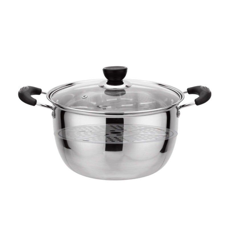 Stainless Steel Steaming Pot: 2-In-1 Integrated Design, Quick Heating, Compact & Portable Soup Pot - Versatile Cookware for Small Families, Couples, Single Individuals, Home Kitchen & Portable Use - Image 1