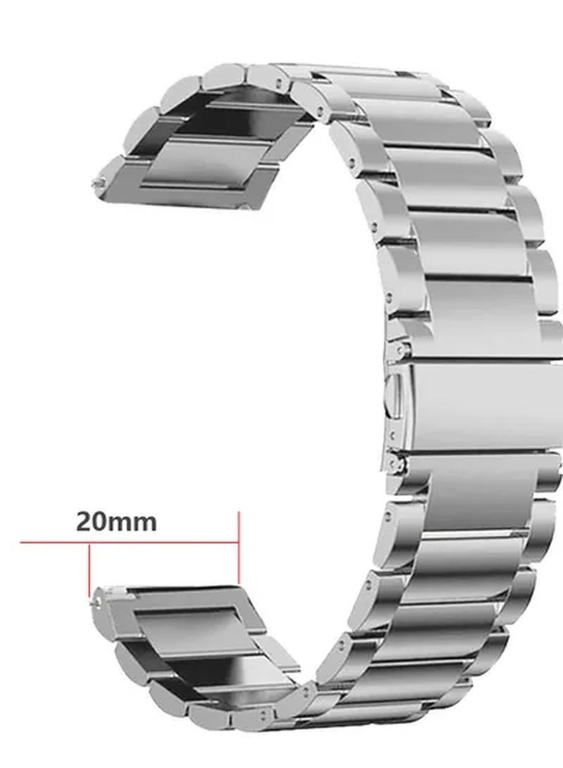 Rabos 20mm Watchband Stainless Steel Watch Band Strap Silver - Image 2