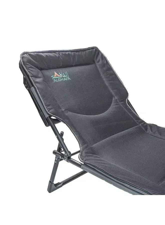 ALGHAFA Foldable Camping Bed – Portable Outdoor Sleeping Cot – Adjustable Reclining Bed – Black – ALGHAFA - Image 2