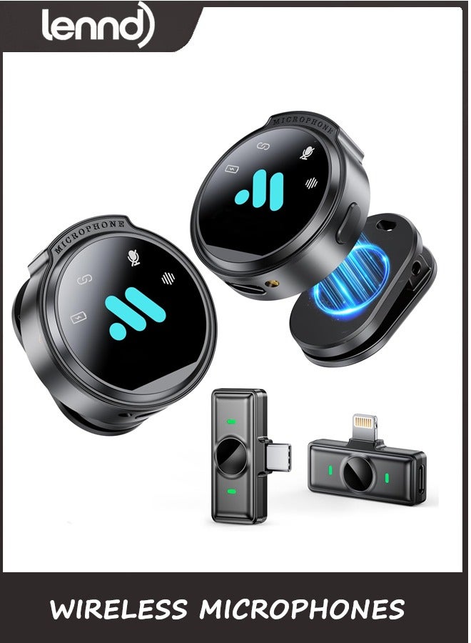 LENND True Dual Receivers 2 Pcs Mini Microphone for iPhone 7-16/Android/Tablet,Lavalier Wireless Microphones with DSP Noise Cancellation,Magnetic Clip,18H,Mic Mini for TikTok,Live Streaming,Interviews,Gifts - Image 1