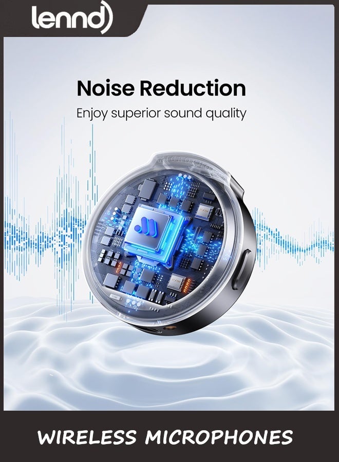 LENND True Dual Receivers 2 Pcs Mini Microphone for iPhone 7-16/Android/Tablet,Lavalier Wireless Microphones with DSP Noise Cancellation,Magnetic Clip,18H,Mic Mini for TikTok,Live Streaming,Interviews,Gifts - Image 3