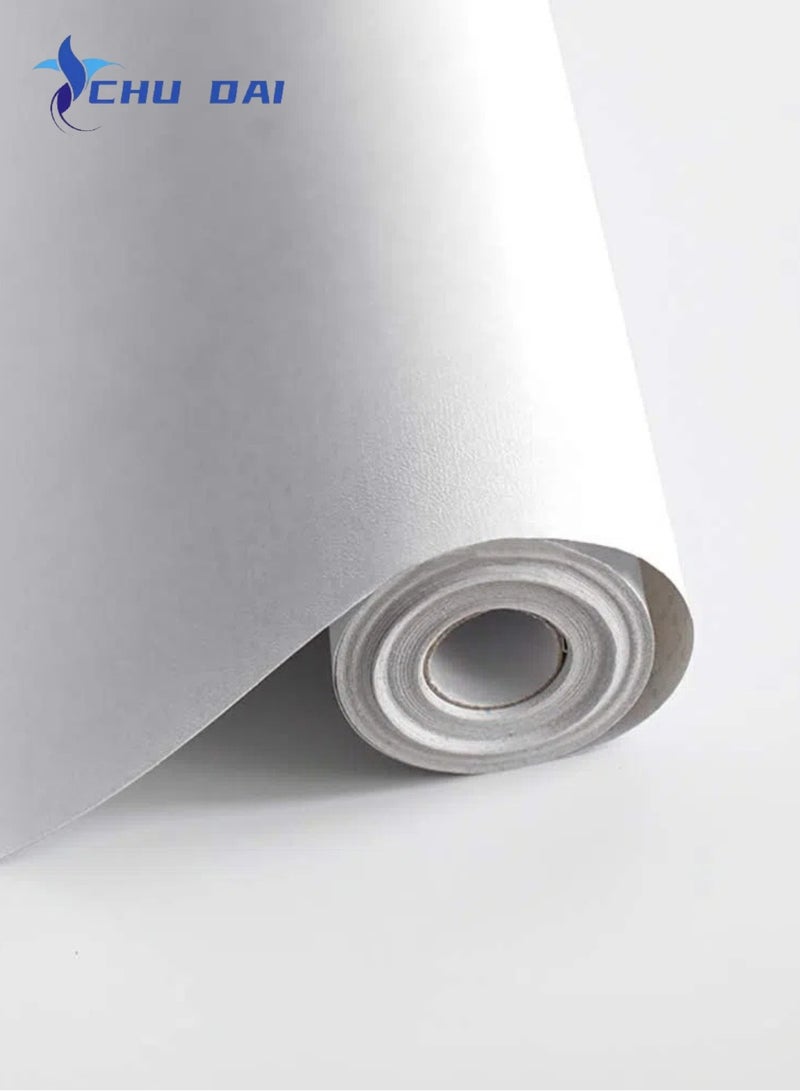 تشو داي ورق حائط غير لامع مقاس 100×60 سم، مقاوم للماء، قابل للتقشير واللصق، ورق حائط ذاتي اللصق، فيلم فينيل قابل للإزالة، ديكوري للمكتب أو غطاء الحائط أو الأثاث أو سطح العمل أو الخزانة (أبيض) - Image 1