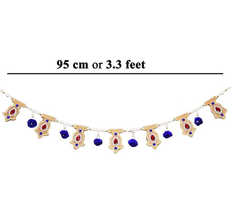 Natali Traders Beads Door Hanging Toran with Wooden Sticky Subh Labh for Home Decor-Bandarwal for Entrance Gate-for Grah Pravesh-Navratri-Diwali Decoration-Pooja Room-Multi-Color-(3.3 Feet/95 Cm) - Image 2