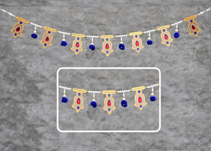 Natali Traders Beads Door Hanging Toran with Wooden Sticky Subh Labh for Home Decor-Bandarwal for Entrance Gate-for Grah Pravesh-Navratri-Diwali Decoration-Pooja Room-Multi-Color-(3.3 Feet/95 Cm) - Image 3