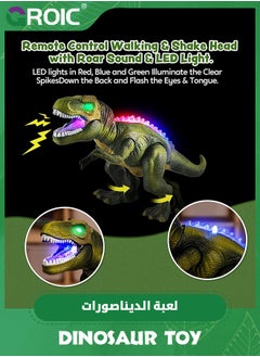 GROIC RC Dinosaur Toy for Kids - Light-Up, Roaring T-Rex, Electronic Walking,Auto-Demo and Spray Functions,Simulated Dinosaur Model,Children's Educational Toys  - Image 2