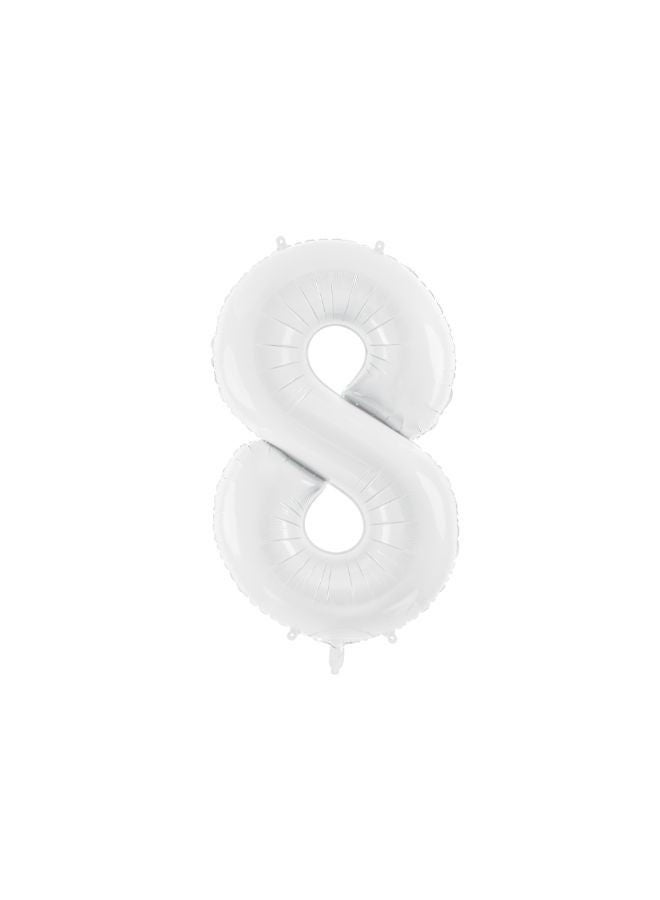 PartyDeco Foil ballon Number ''8'', 86 cm, white  - Image 1