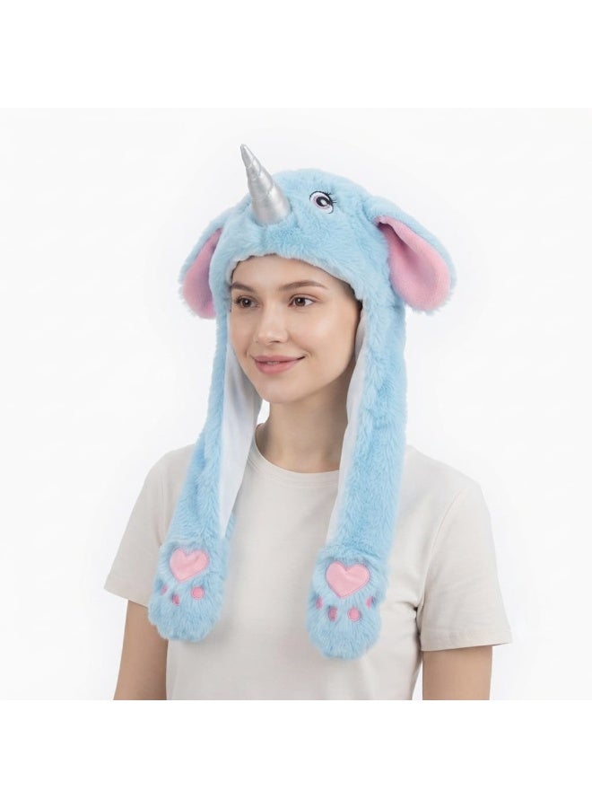 Hat with moving ears and colorful fur details on the back - Image 1