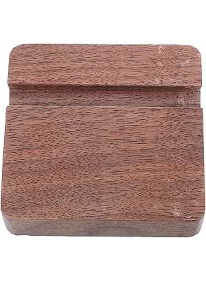 Walnut Wooden Cell Phone Stand Double Groove Holder for Smartphones Tablets Office Home - Image 1