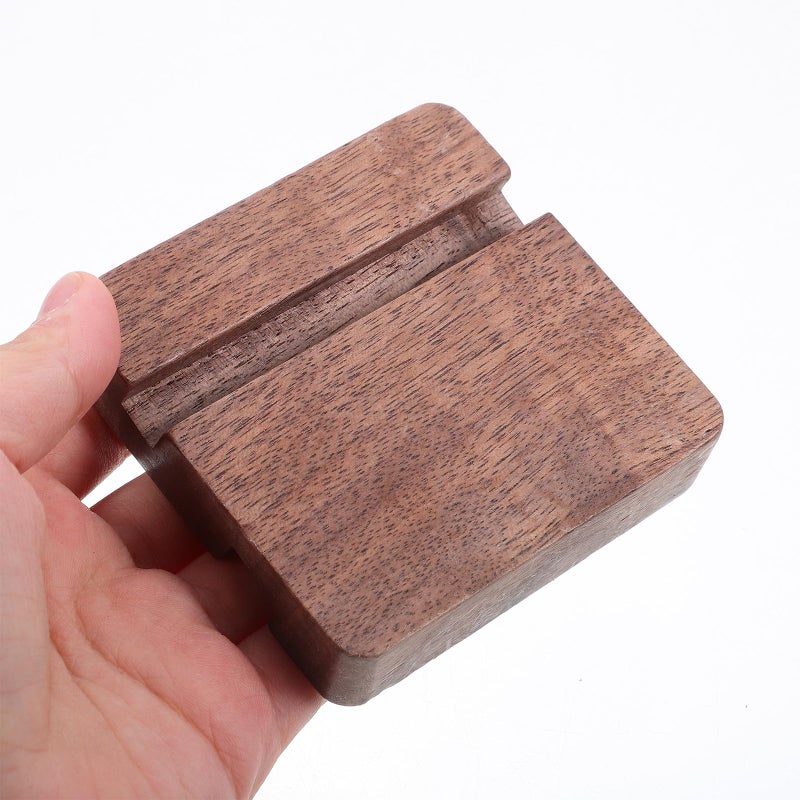 Walnut Wooden Cell Phone Stand Double Groove Holder for Smartphones Tablets Office Home - Image 5