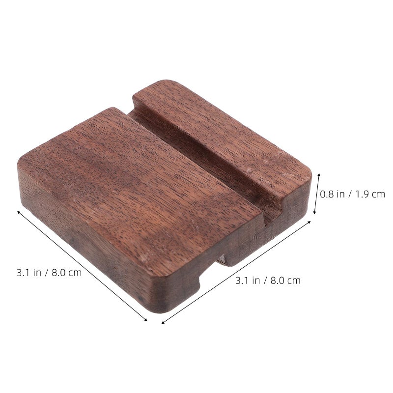 Walnut Wooden Cell Phone Stand Double Groove Holder for Smartphones Tablets Office Home - Image 3