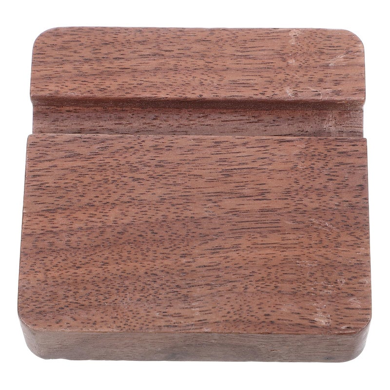Walnut Wooden Cell Phone Stand Double Groove Holder for Smartphones Tablets Office Home - Image 2