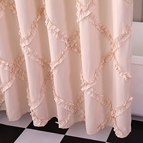 GARSTYLE Blush Ruffle Diamond Fabric Shower Curtain for Bathroom | Farmhouse Rustic Style 72’’x72’’ - Image 4