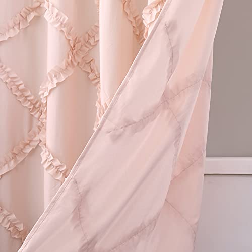 GARSTYLE Blush Ruffle Diamond Fabric Shower Curtain for Bathroom | Farmhouse Rustic Style 72’’x72’’ - Image 5