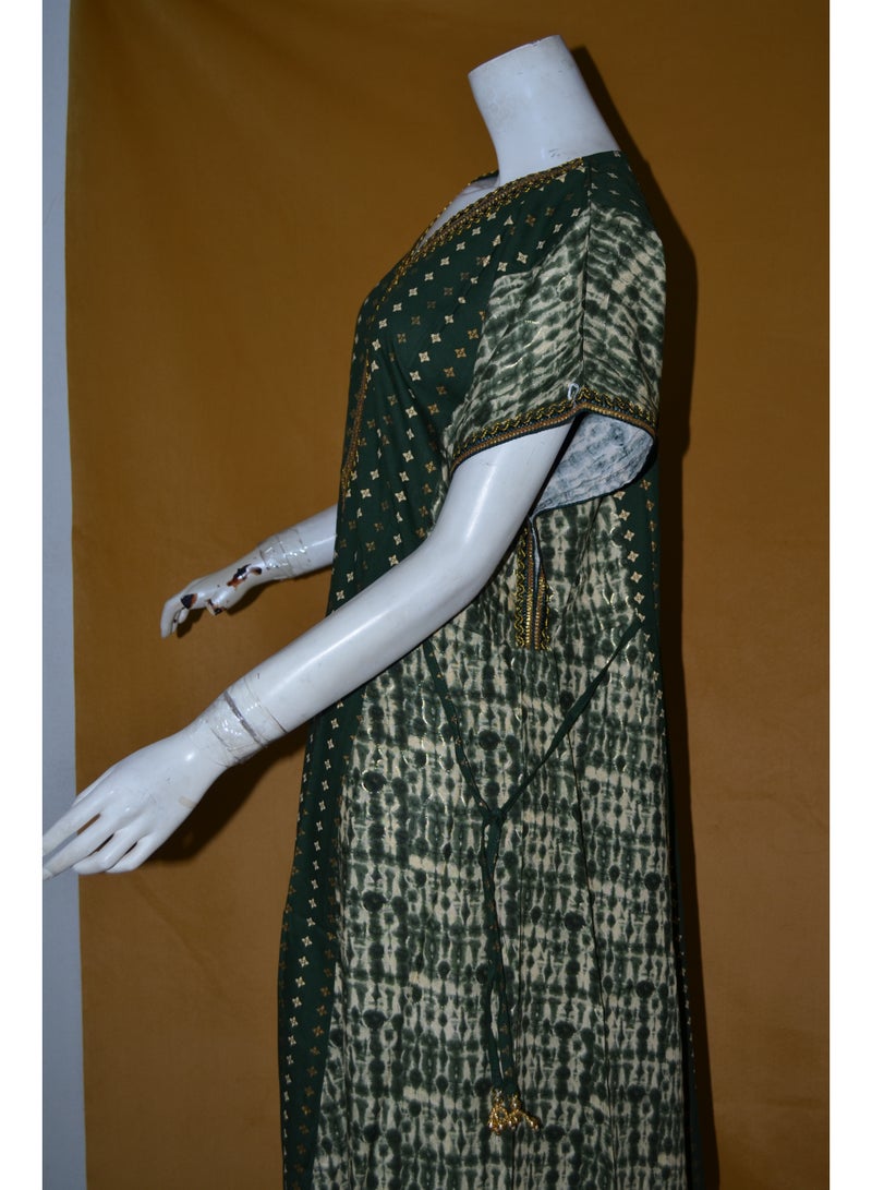 زينة جلابية نسائية أنيقة مطرزة – واسعة من الأسفل، بأكمام باتوينج، بشريط جانبي قابل للتعديل - Image 3