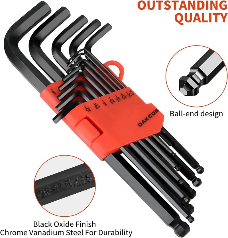 Kuber Industries Kuber Industries Hex Key Allen Wrench Set with Ball EndIndustrial Grade Allen Wrench SetBonus Free Strength Helping THandle 26 Piece Set Black - Image 3